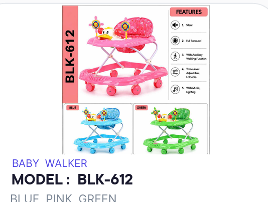 BLK-612 Baby Walker – 3-Level Adjustable & Foldable