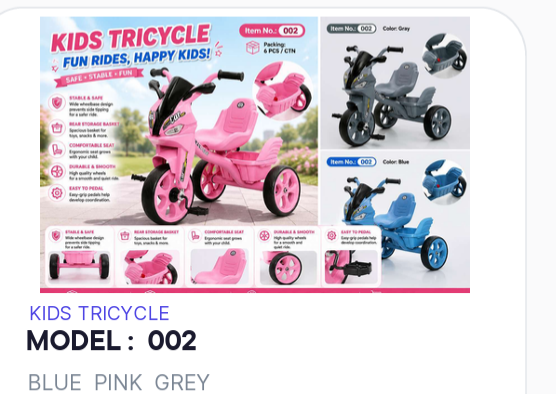 002 Kids Tricycle with Rear Storage Basket