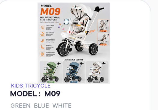 model M09 kids tricycle with sunshade